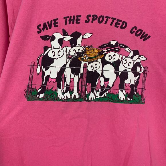 Hanes Vintage Save Spotted Cow Graphic Print 50/50 Tee Shirt Size Large - Picture 2 of 5